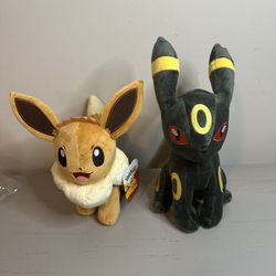 Pokemon Eevee & Umbreon Plush (9 Inches, Brand New With Tags)