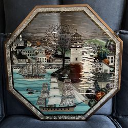  22” X 22” Octogonal Nautical Stained Glass 