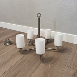 BRAND NEW Dimmable 5-Light Brushed Nickel Etched Glass Modern Chandelier Light