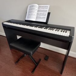 Yamaha P71  88-Key Digital Piano With Matching Yamaha L85 Keyboard Stand | Includes Bench, Sustain Pedal, Dust Cover, & Power Supply