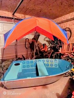 Small Fiberglass Rowboat Blue