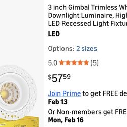 LED 3 INCH TRIMLESS ROUND GIMBAL DOWNLIGHT FIXTURE