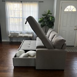 Reversible Sleeper Sectional Sofa with a Pull-out bed and Storage Chaise