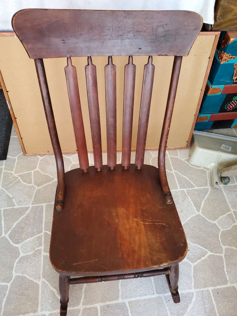 Hand Made Antique Wooden Armless Nursing Rocker Rocking Chair