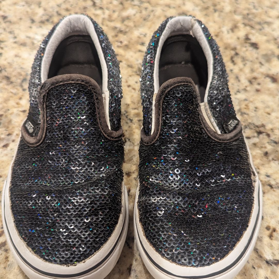 Toddler Girl Black Sequin Vans Shoes