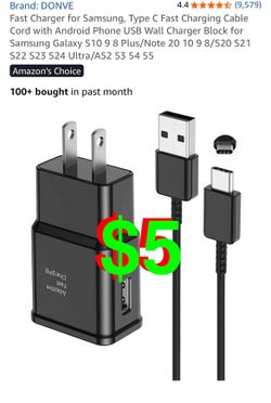 Fast Charger for Samsung, Type C Fast Charging Cable Cord with Android Phone USB Wall Charger Block for Samsung Galaxy S10 9 8 Plus/Note 20 10 9 8/S20
