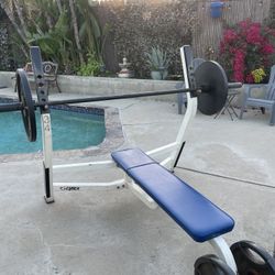  Flat Bench  Olympic Bar  And 2-45
