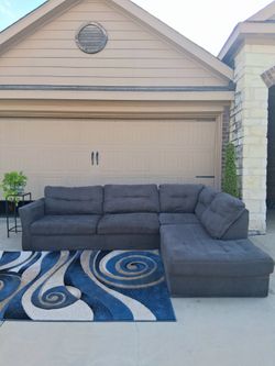 Large Gray Sectional Couch- Free Delivery