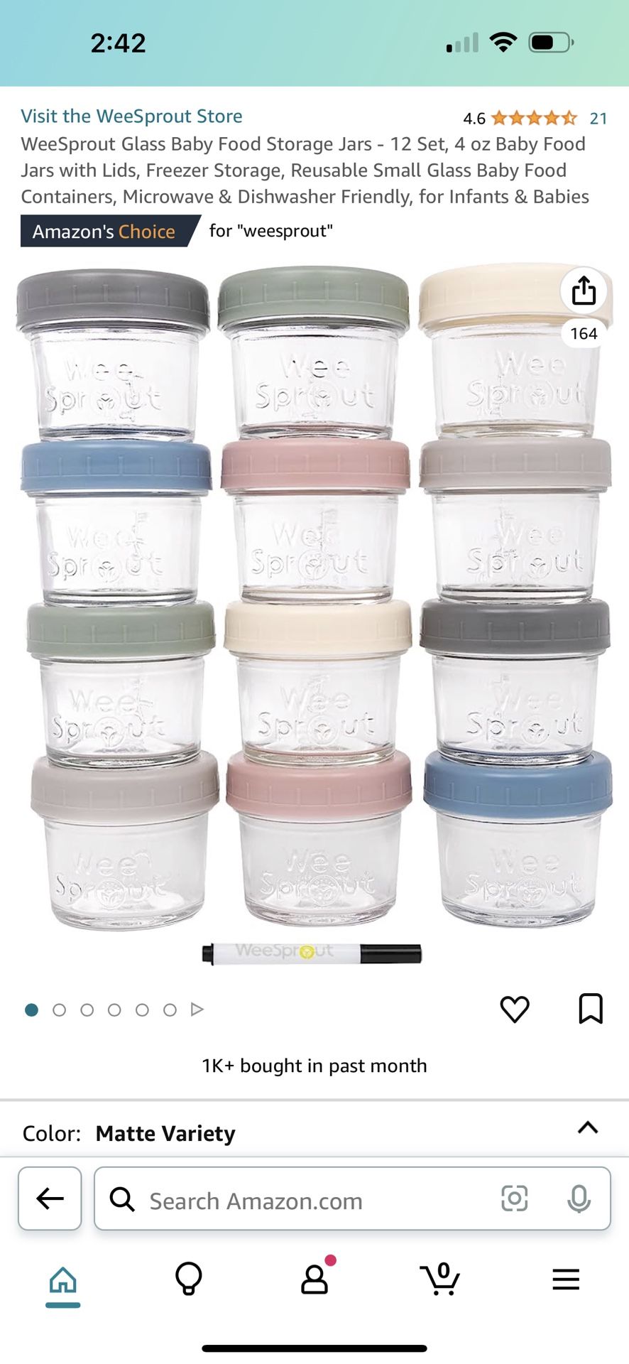 WeeSprout Glass Baby Food Storage Jars