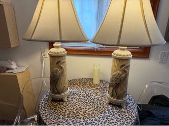 Pair of Heron lamps with lamp shades /both for 50.00