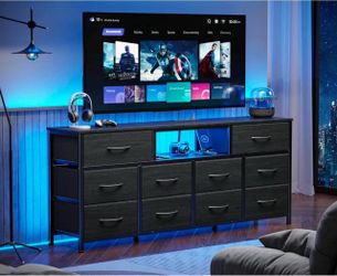 New - TV Dresser With Fabric Drawer For Bedroom