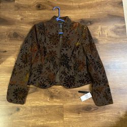 Brand new woman’s Grace Dane Lewis brand Brown Silk Embroidered BlazerJacket Up For Sale 