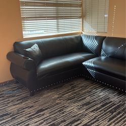 Leather black Sectional