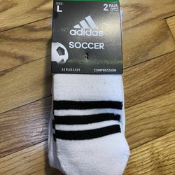 Adidas, Aeroready Soccer OTC Socks 2 Pack White Men's Sz L (9-13) New! 