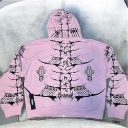 Civil Regime Pink Embroidered Zip Up Hoodie - Size XL