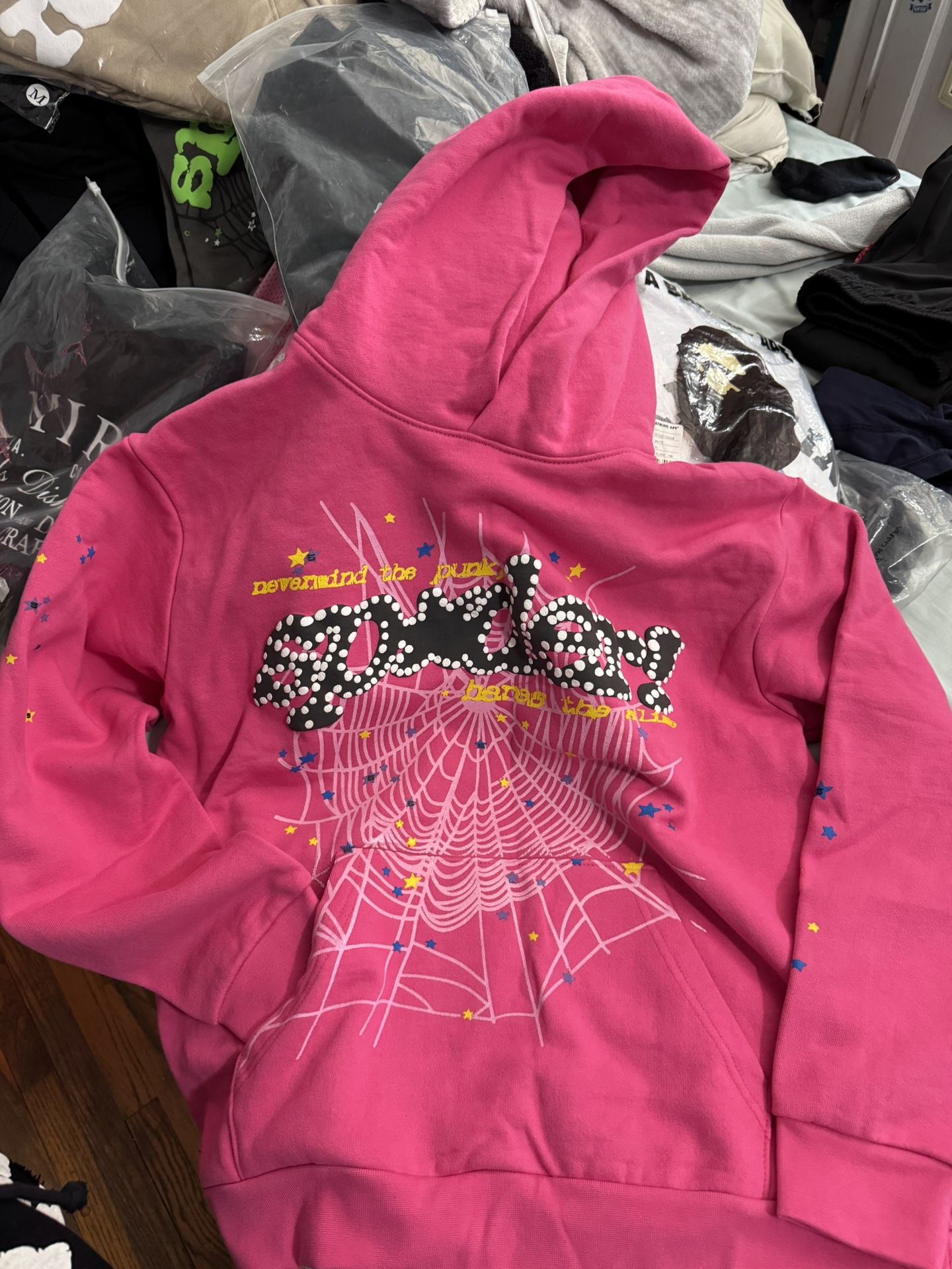 Sp5der Hoodie Pink Large