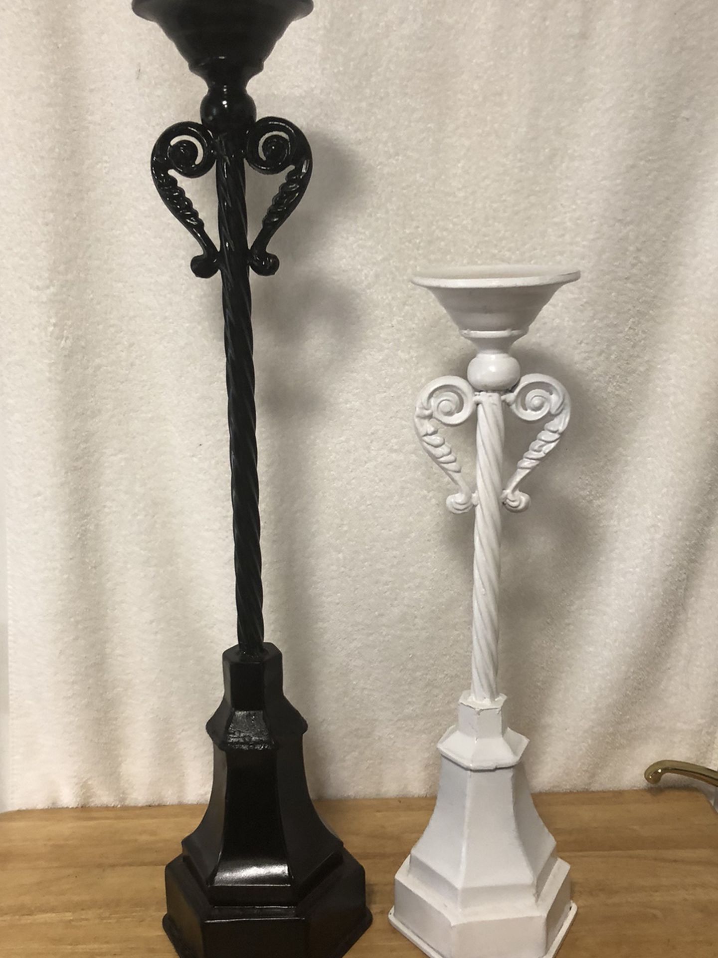 Pair of TALL Heavy Metal Candlesticks. $15 for the Pair. Excellent Condition.