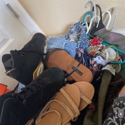 Bulk Of Women Dresses And Shoes. Unwanted Clothes