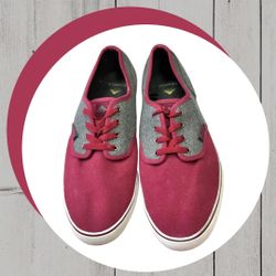 Emerica Wino Cruiser Burgundy/Gray w White Tie Fashion Sneakers Men Sz 10