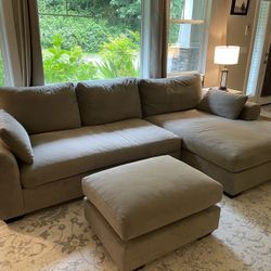 Pottery Barn Big Sur Roll Arm Deep Seat Chaise Sectional Sofa