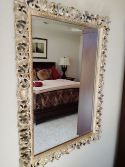 Vintage gold tone, wood carved, ornate detailed frame