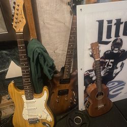 1. Ibanez AM73B-TF Artcore Semi-Hollow Electric Guitar am73b-tf-12-05 missing one tuning post/peg, strings, bridge, sting hanger and tone knob 2. Jay 