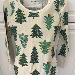 old navy christmas tree pj top, new