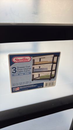 Sterilite 3-Drawer Wide Rolling Cart Black