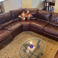 5 Piece Leather Sectional 108” X 108”.   