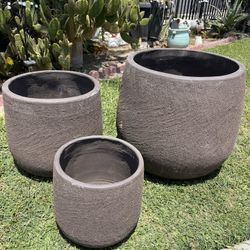 Large Ceramic Pots-Brown Ceramic Planters($225 set of 3)