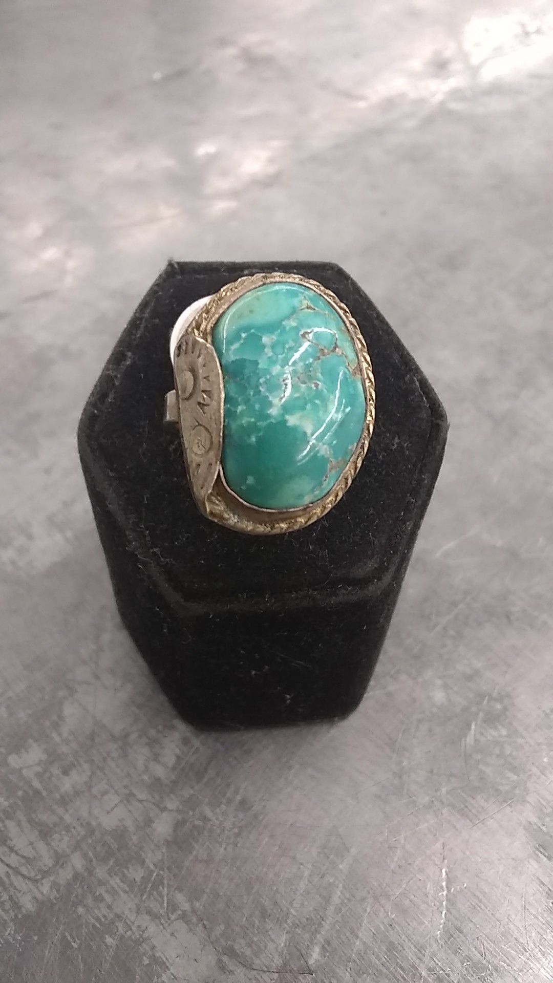 Blue turquoise in silver ring
