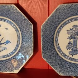 2 Antique (Early 1900's) Transfer Ware Japanese Dishes