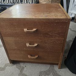 side bed table with three drawers