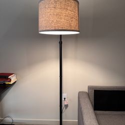69 Inch Adjustable Floor Lamp With Beige Fabric Drum Shade 