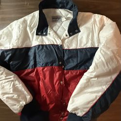 Swingster Vintage Puffer ski Jacket red white blue Large