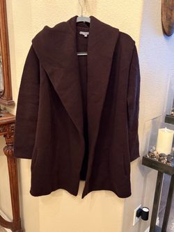 Vince Sophie Brown Yak Wool Blend Open-Front Hood Knit Cardigan Size XS