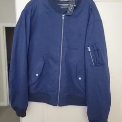 New Ralph Lauren Blue Canvas Denim Jacket XL Bomber