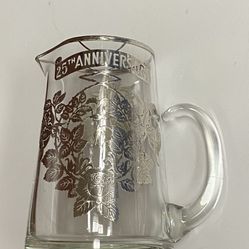 Vintage 25th Anniversary Floral Silver Embellished Milk Pitcher 