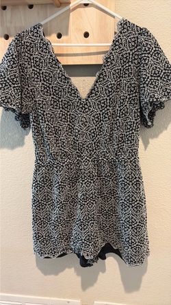 Express Black and White Eyelet Lace Romper