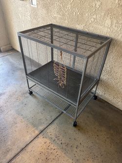 Large Metal Wire Animal Cage on Wheels