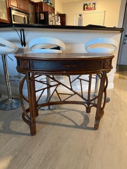 Wooden Oval Table with Drawer