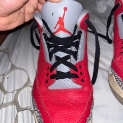 Air Jordan 3 Red Cement Sneakers