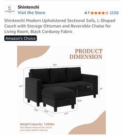 Black corduroy couch