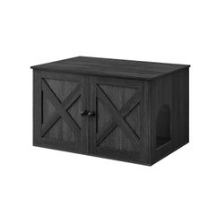 Cat Litter Box Enclosure, Litter Box Furniture Hidden with Removable Divider, Indoor Cat House, End Table, 31.5 x 20.9 x 19.7 Inches, Rustic Brown UPC