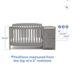 NEW Delta Children 6-in-1 Convertible Crib with Changing Table – Gray