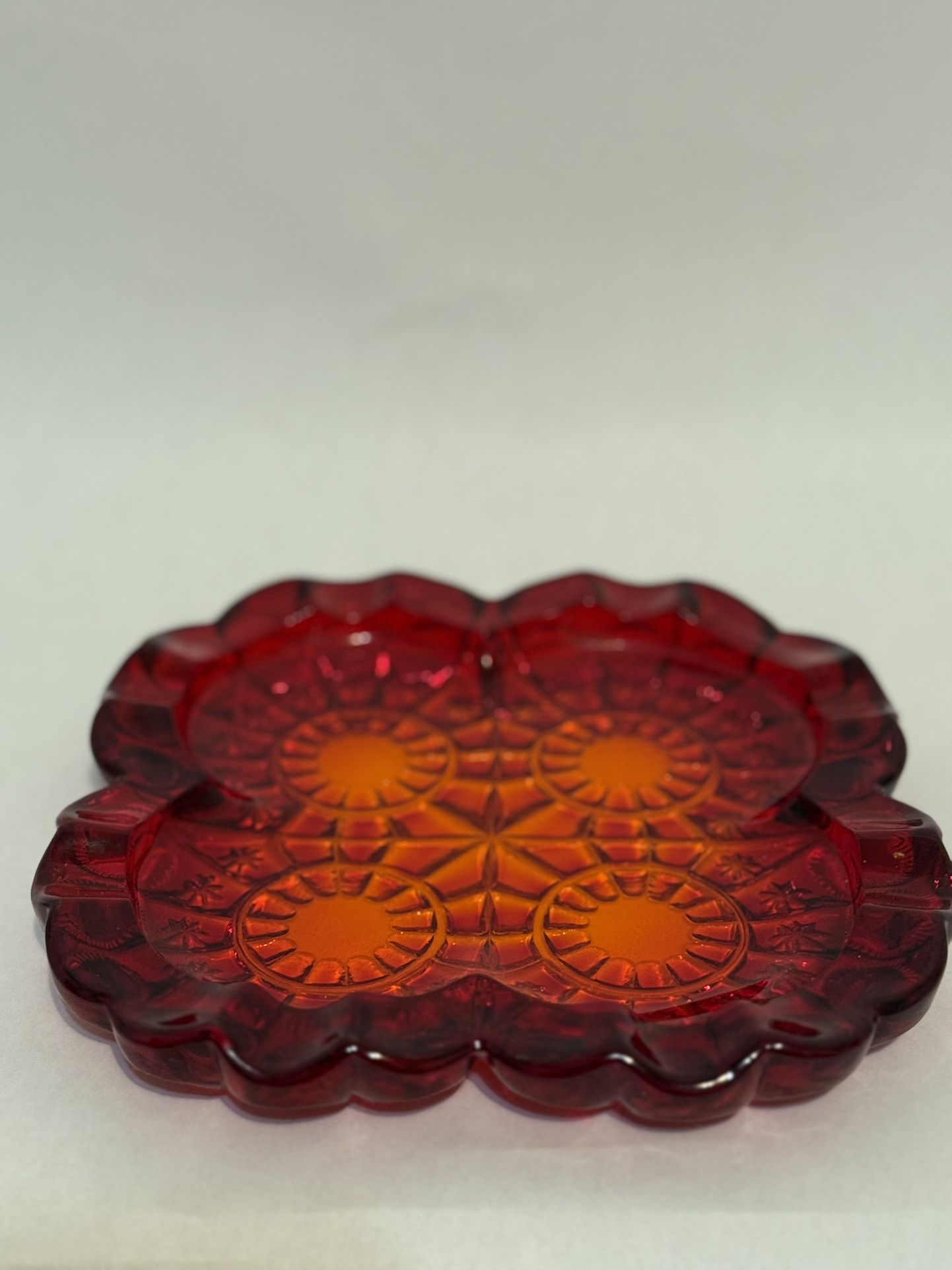 L.E. Smith Vintage Glass Amberina Candy Dish