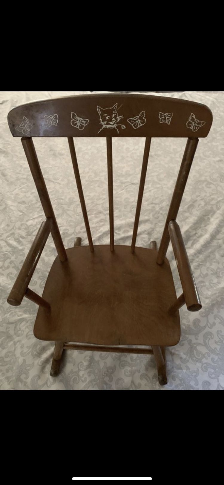 Child kids 1940’s wood rocking chair