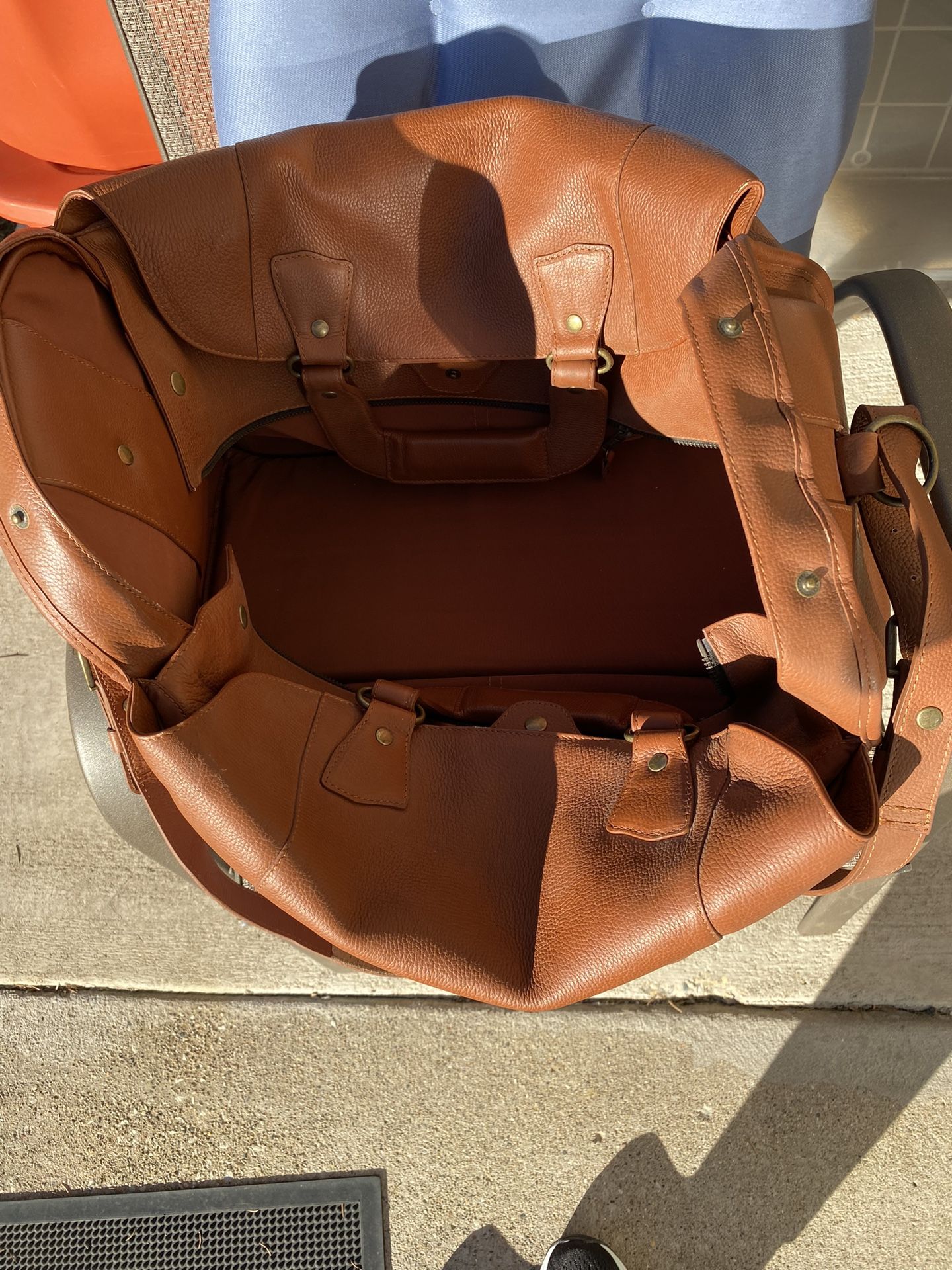 Trivelli Gladstone Leather Satchel Traveling Carry On Duffel Bag Genuine Handmade Leather, Brown 