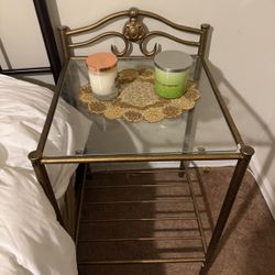 Gold And Glass End Table/nightstand 