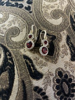 Fancy Ruby Looking Earrings